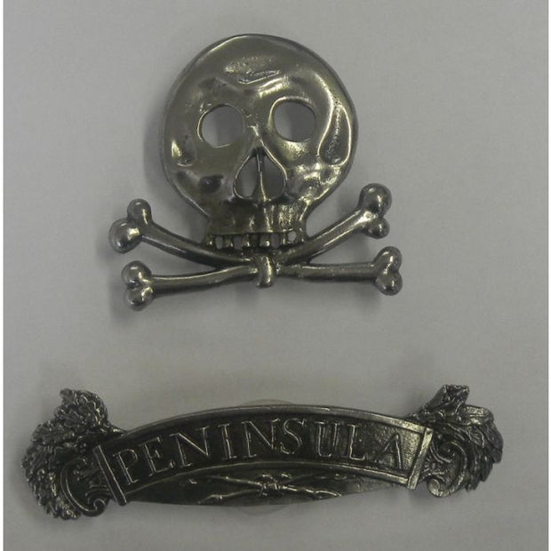 BRITISH HUSSAR HAT SKULL WITH PENINSULA SERVICE RIBBON BAR