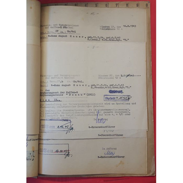 SS TOTENKOPF DEATH FILE FOR WAFFEN SS-MANN AUGUST HAUER