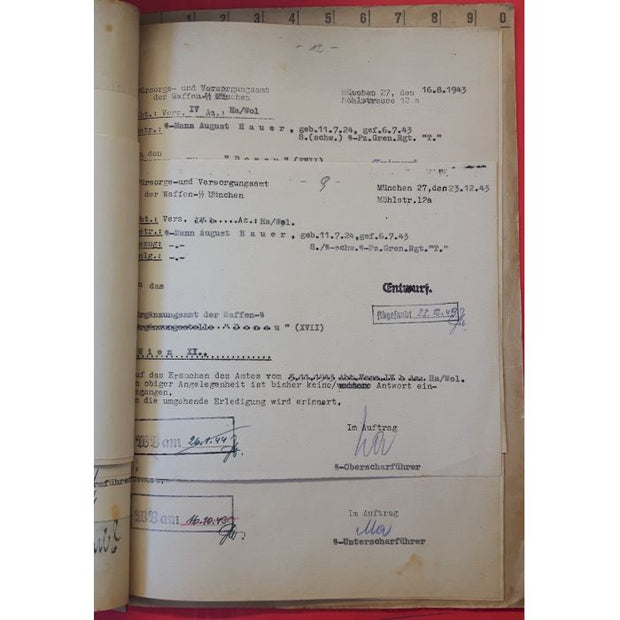 SS TOTENKOPF DEATH FILE FOR WAFFEN SS-MANN AUGUST HAUER