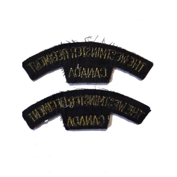 THE WESTMINSTER REGIMENT CANADA SHOULDER FLASHES SET OF 2