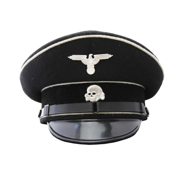 SS ALLGEMEINE EM BLACK VISOR CAP WW2 GERMAN