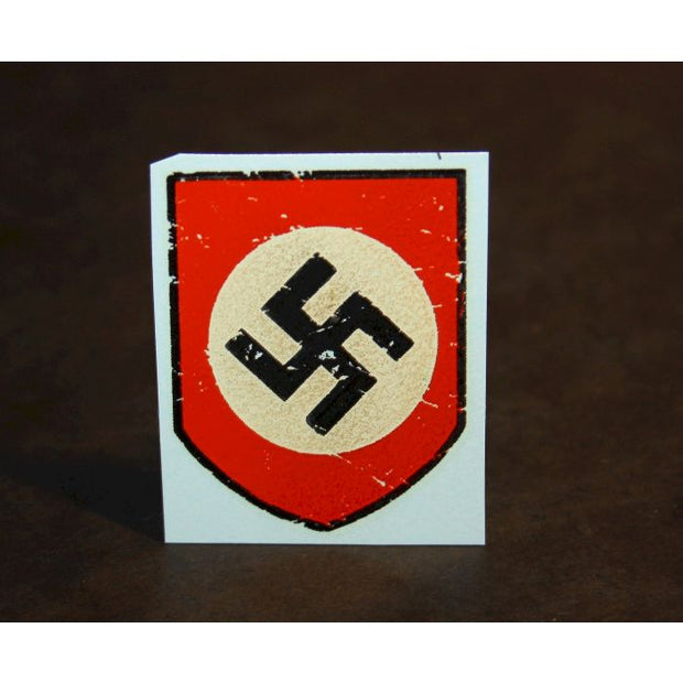 NATIONAL SOCIALIST PARTY SHIELD HELMET DECAL PRE-AGED