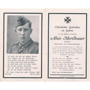 GERMAN WWII DEATH CARD FOR GEFREITER ALOIS MERTLBAUER