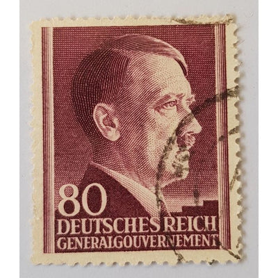 GERMAN 1942 WWII OCCUPATION POLAND DEUTSCHES REICH 80 GENERAL GOUVERNEMENT STAMP