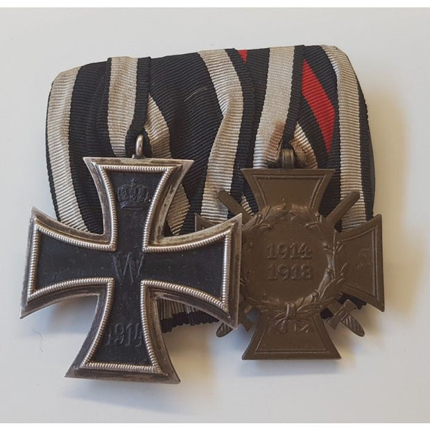 GERMAN WWI 1914 IRON CROSS 2ND CLASS AND COMBATANTS HONOUR CROSS MEDAL BAR