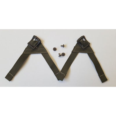 AMERICAN "A" YOKE CHIN STRAP PARA "A" - GREEN w/blackened buckles