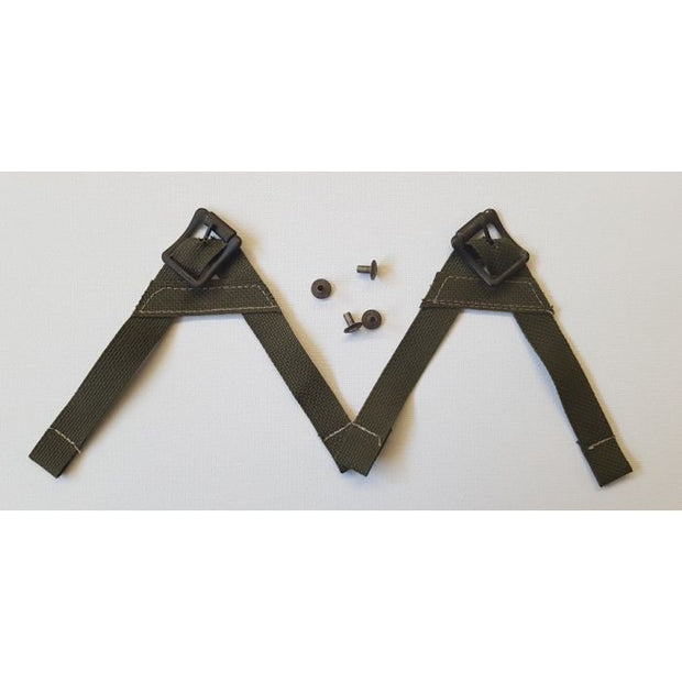 AMERICAN "A" YOKE CHIN STRAP PARA "A" - GREEN w/blackened buckles