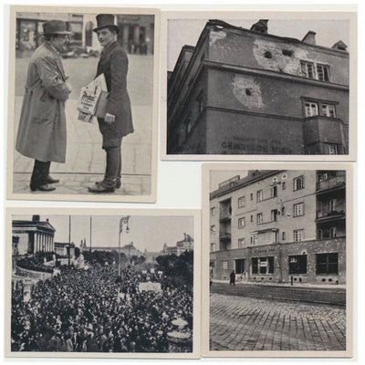 ARTILLERIE BEFCHOR WIENER GEMEINDEBAUTEN WAHREND DES FEBRUARAUFFTAND DES FEBRUARAUFTANDS 1934 CIGARETTE CARDS LOT OF 4