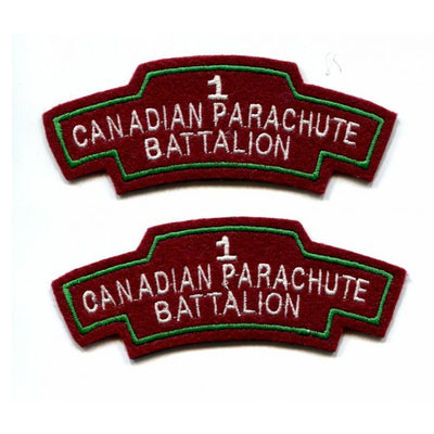 CANADIAN WWII FIRST PARACHUTE BATTALION SHOULDER FLASH TITLES SET OF 2