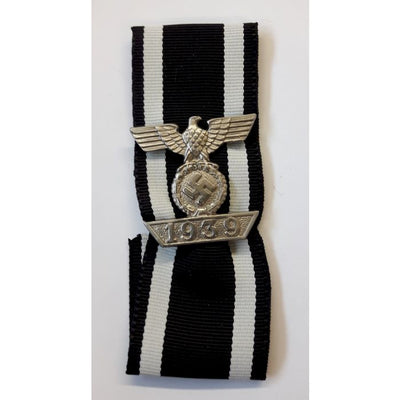 GERMAN 1939 CLASP TO THE 1914 IRON CROSS 2nd CLASS Silver with Ribbon