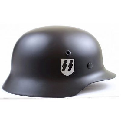 GERMAN BLACK SS M40 STEEL HELMET WITH SS SINGLE DECAL