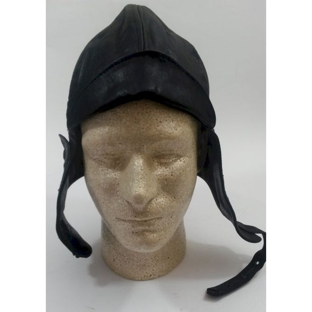 GERMAN BLACK LEATHER AVIATOR HELMET