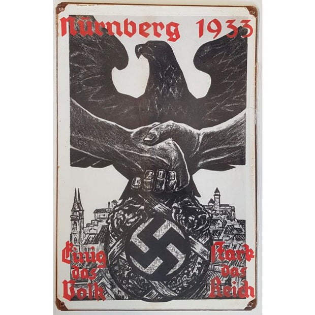 GERMAN NURENBERG 1933 METAL SIGN 12" X 18"