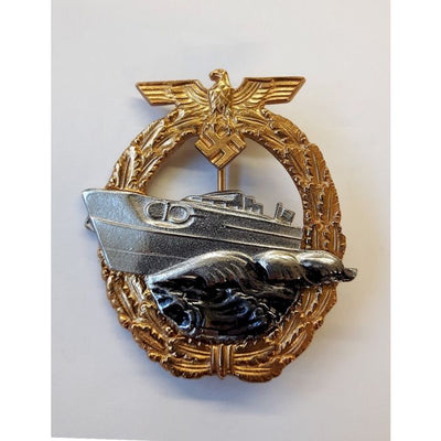 GERMAN PATROL TORPEDO BOAT WAR BADGE (E-BOAT) 2nd PATTERN Gold & Silver
