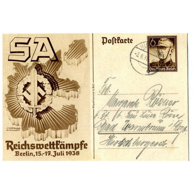 GERMAN 1938 SA SPORTS COMPETITION ARTWORK POSTCARD