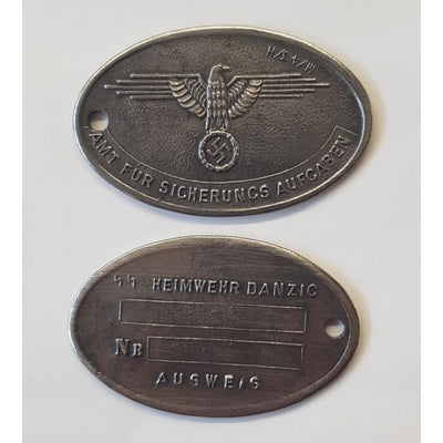 GERMAN SECRET POLICE ID - SS Heinwehr Danzig Silver