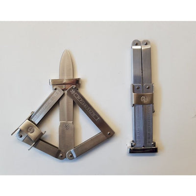 SS PARATROOPER COLLAPSIBLE ANTI GRAVITY KNIFE -SILVER