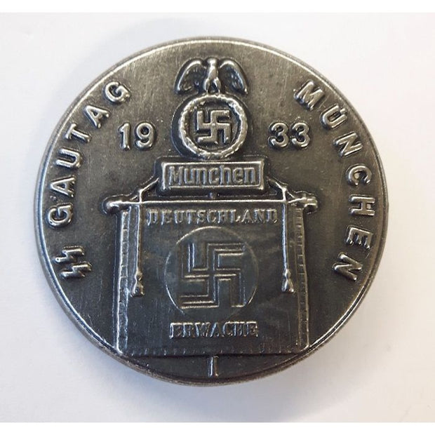 GERMAN SS GAUTAG 1933 MUNCHEN RALLEY BADGE