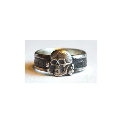 GERMAN SS" MEINE EHRE HEISST TREUE" WITH SKULL SILVER RING