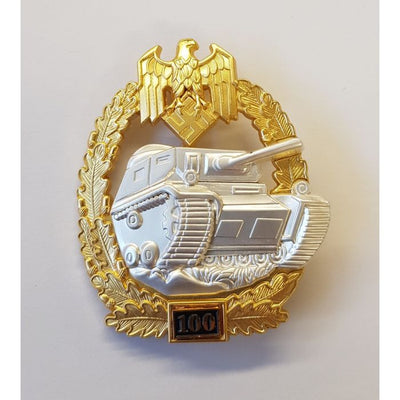 GERMAN TANK BATTLE BADGE 100 ACTIONS Gold & Silver
