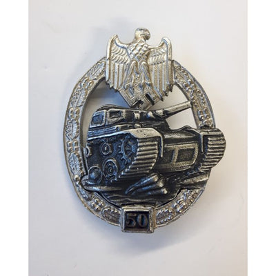 GERMAN TANK BATTLE BADGE 50 ACTIONS SILVER