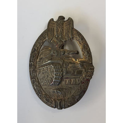 GERMAN WW2 TANK BATTLE BADGE SILVER HOLLOW BACK