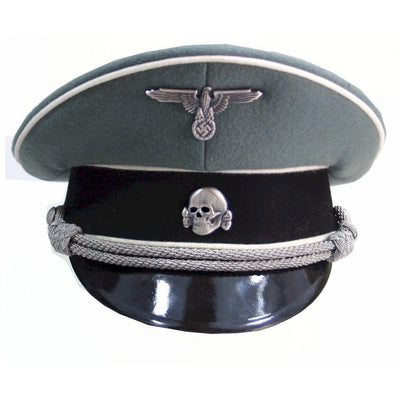 GERMAN WAFFEN SS GREY OFFICER VISOR CAP