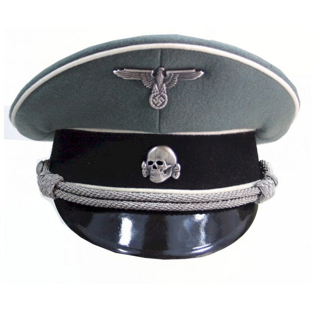 GERMAN WAFFEN SS GREY OFFICER VISOR CAP