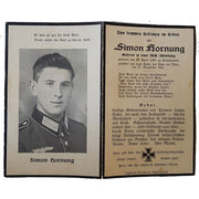 GERMAN WW11 DEATH CARD FOR GEFREITER SIMON HORNUNG