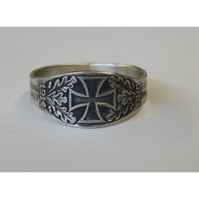 GERMAN 1914 DHG IRON CROSS RING WITH OAK LEAVES