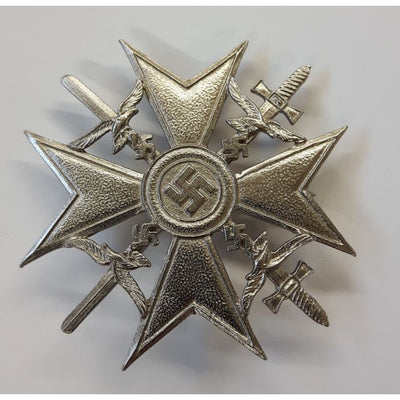 GERMAN WW2 SILVER SPANISH CROSS WITH SWORDS