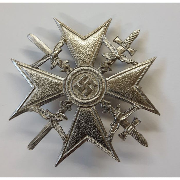 GERMAN WW2 SILVER SPANISH CROSS WITH SWORDS
