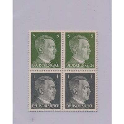 GERMAN WWII HITLER HEAD STAMP OF 4 STAMPS - 2 STAMPS OF 1 RPF VALUE AND 2 STAMPS OF 5 RPF VALUE