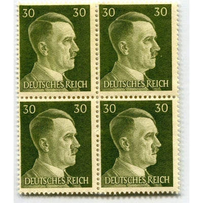 GERMAN WWII HITLER HEAD STAMP OF 4 STAMPS 30 RPF VALUE