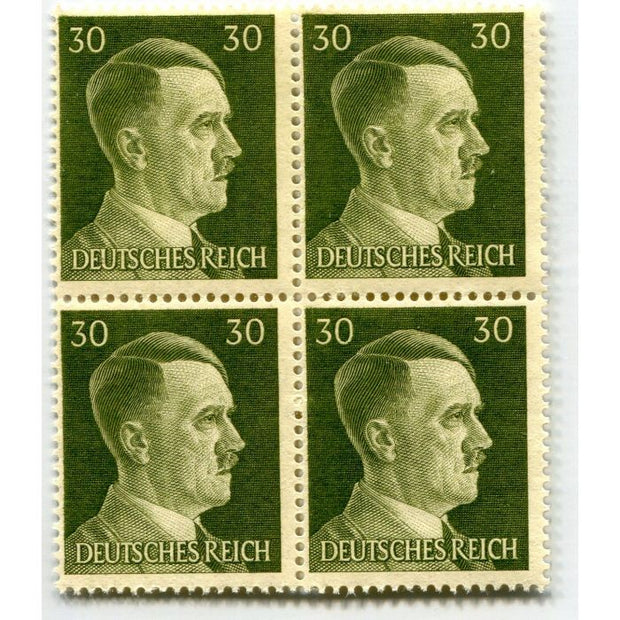 GERMAN WWII HITLER HEAD STAMP OF 4 STAMPS 30 RPF VALUE