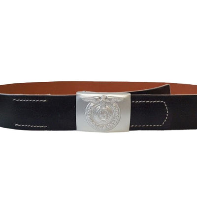GERMAN WWII LEATHER ENLISTED MAN'S BELT AND GERMAN SS EM BELT BUCKLE SET