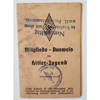 HITLER YOUTH MEMBER ID BOOKLET AUSWEIS HITLER -JUGEND