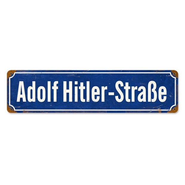 GERMAN ADOLF HITLERSTRASSE METAL SIGN 5" X 20"