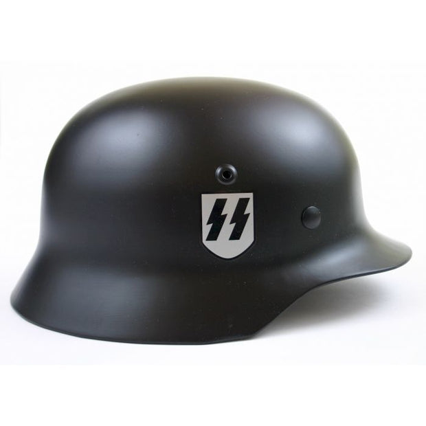 GERMAN SS M1935 SINGLE DECAL BLACK HELMET