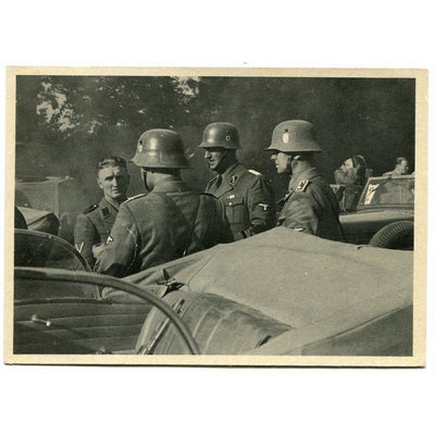 SS POST CARD POLICE IN POLAND"SECURITY POLICE EINSATZKOMMANDO DURING A REST STOP"