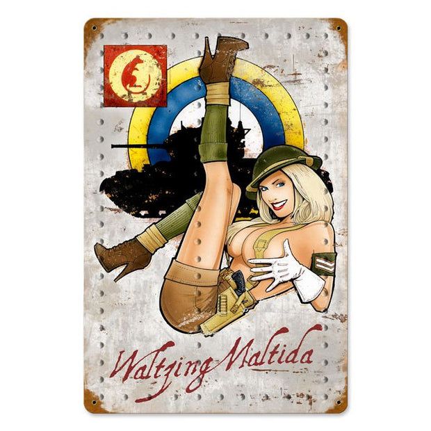 WALTZING MATILDA METAL SIGN 18" X 12"