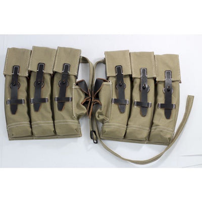 WW2 GERMAN MP44 MAGAZINE POUCH SET TAN / LIGHT GREEN