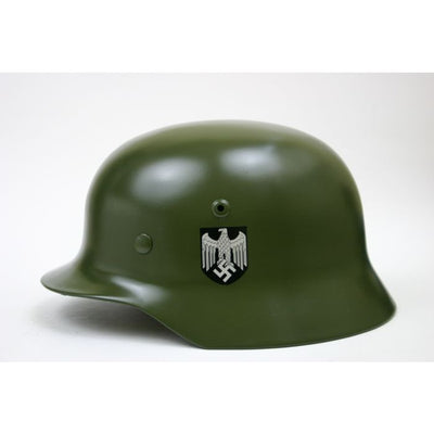 WW2 GERMAN M35 DOUBLE DECALS STEEL HELMET - APPLE GREEN