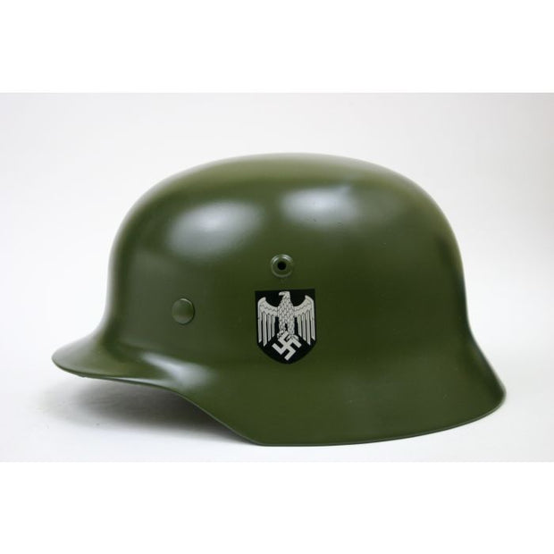 WW2 GERMAN M35 DOUBLE DECALS STEEL HELMET - APPLE GREEN