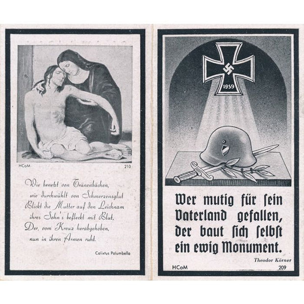 GERMAN WWII DEATH CARD FOR RAILWAY TECHNICIAN ERWIN VOGL