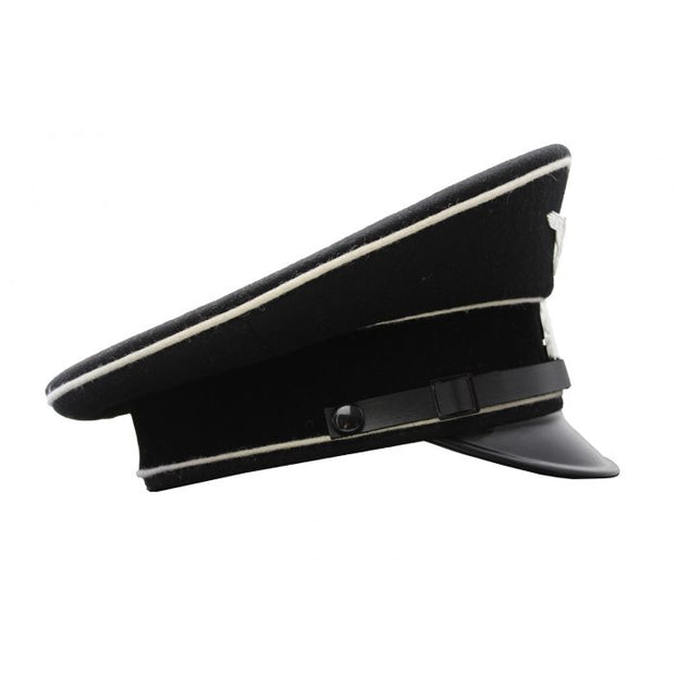 SS ALLGEMEINE EM BLACK VISOR CAP WW2 GERMAN