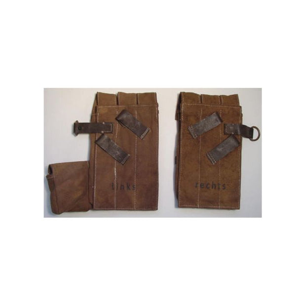 GERMAN AGED MP38/40 MAGAZINE POUCH SET TAN CANVAS