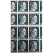 FULL AND COMPLETE GERMAN WWII HITLER HEAD STAMP SHEET OF 100 STAMPS 50 RPF VALUE. FULL GUM