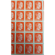 FULL AND COMPLETE GERMAN WWII HITLER HEAD STAMP SHEET OF 100 STAMPS 8 RPF VALUE. FULL GUM
