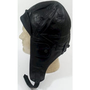 GERMAN BLACK LEATHER AVIATOR HELMET